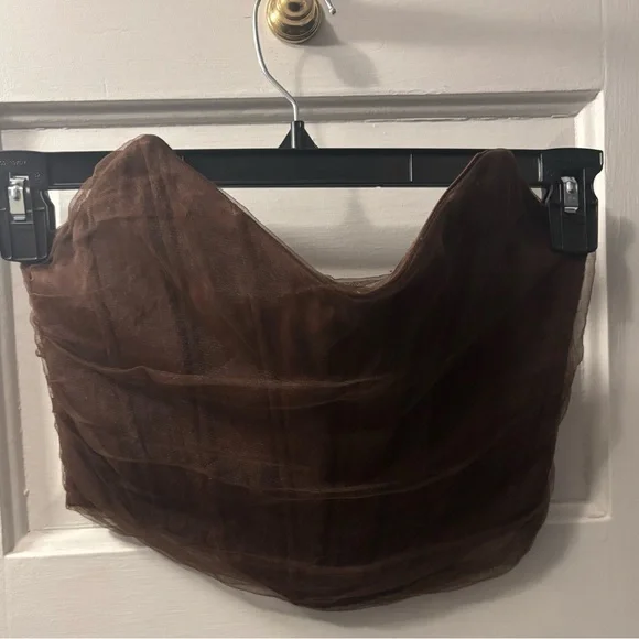 Zara Women’s Tulle Chocolate Brown Strapless Corset Bustier Going Out Top - Picture 2 of 5